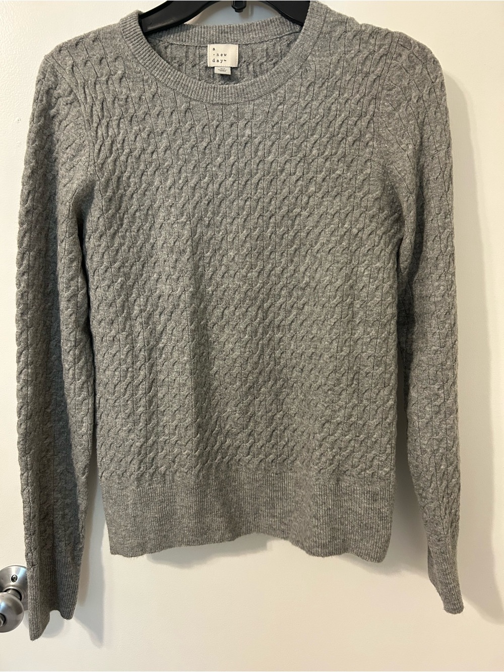 a new day Gray Cable-Knit Crewneck Sweater